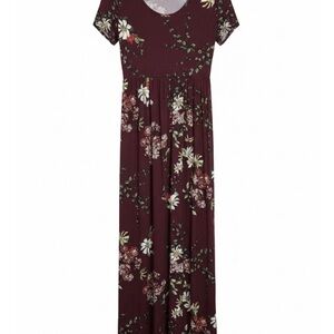 Chic Burgundy Floral Maxi Dress